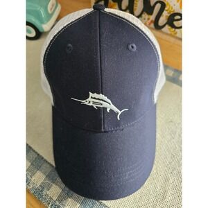 Tommy Bahama Mens Marlin Logo Trucker Hat Navy Blue White Snapback Cap One Size